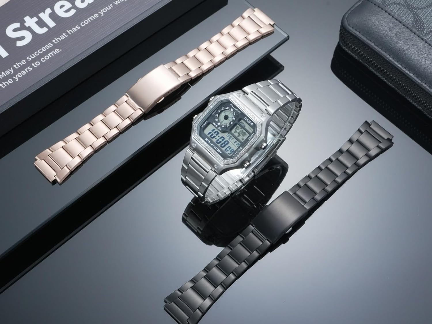 Compatible with Casio AE-1200WH/AE1300 modified stainless steel watch case and metal watch strap for AE1200