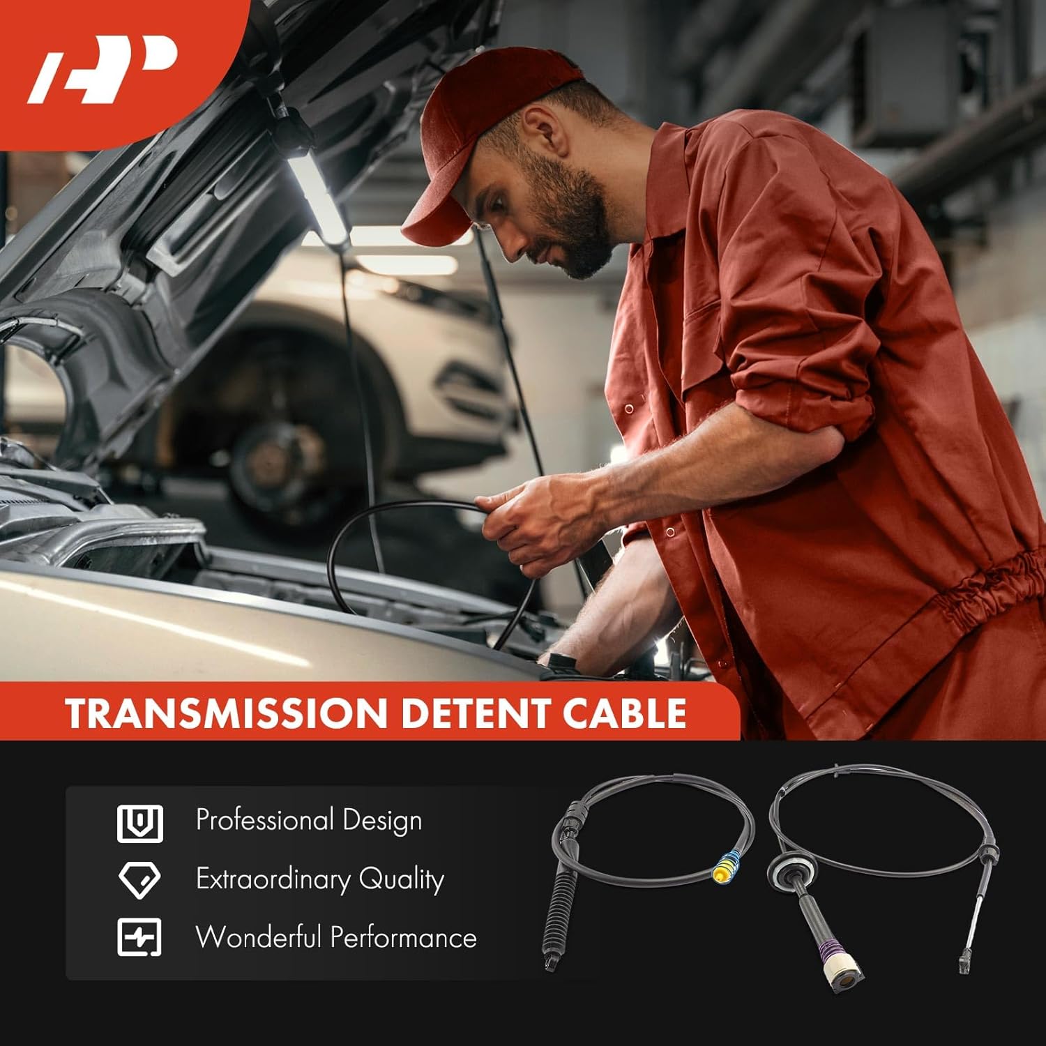 A-Premium 2Pcs Automatic Transmission Gearshift Control Cable Compatible with Chevrolet & GMC Models - Silverado 1500/2500/3500, Sierra 1500/2500/3500-78.54 & 66.26 inches, 4WD, Gear Shifter Cable