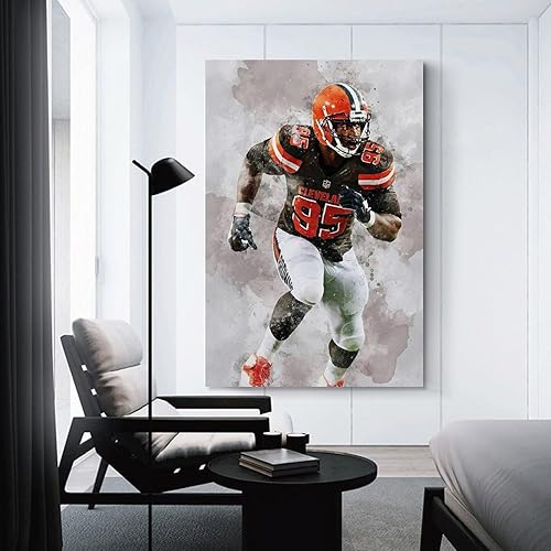 Miniatura 3 de GELDSTEI Myles Garrett - Póster en lienzo para pared de dormitorio, estética, sala de estar, decoración del hogar, 16 x 24 pulgadas (15.7 x 23.6 in)
