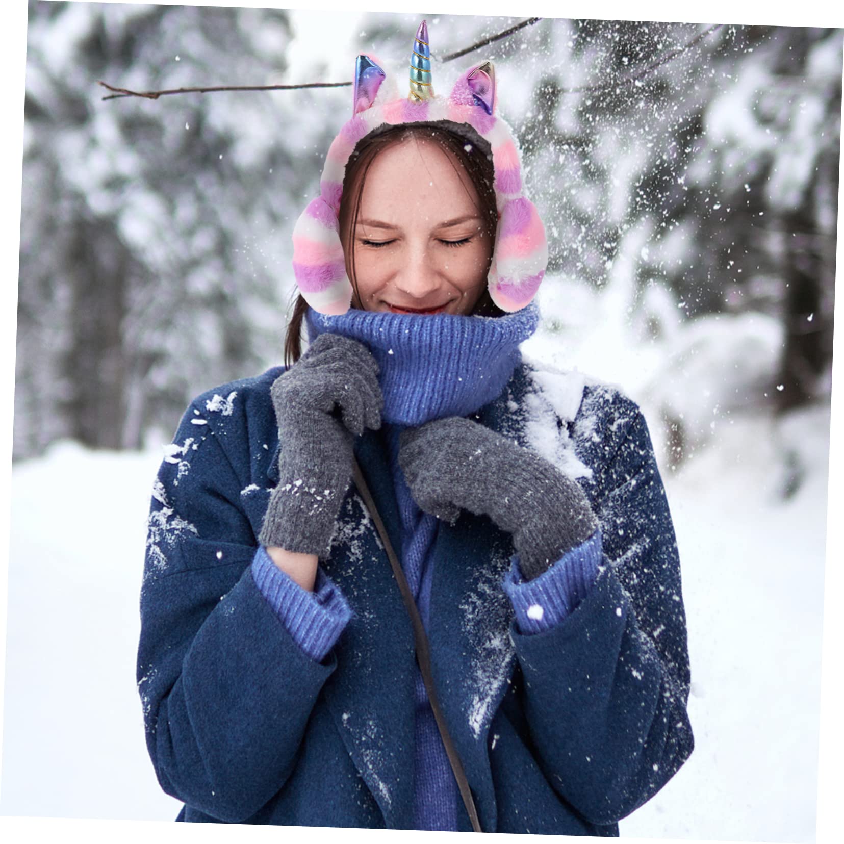 Veemoon 1Pc Cute Unicorn Earmuff for Winter Foldable Plush Ear Warmers Windproof Insulated Ear Covers present for Cozy Comfortable Ear Protection