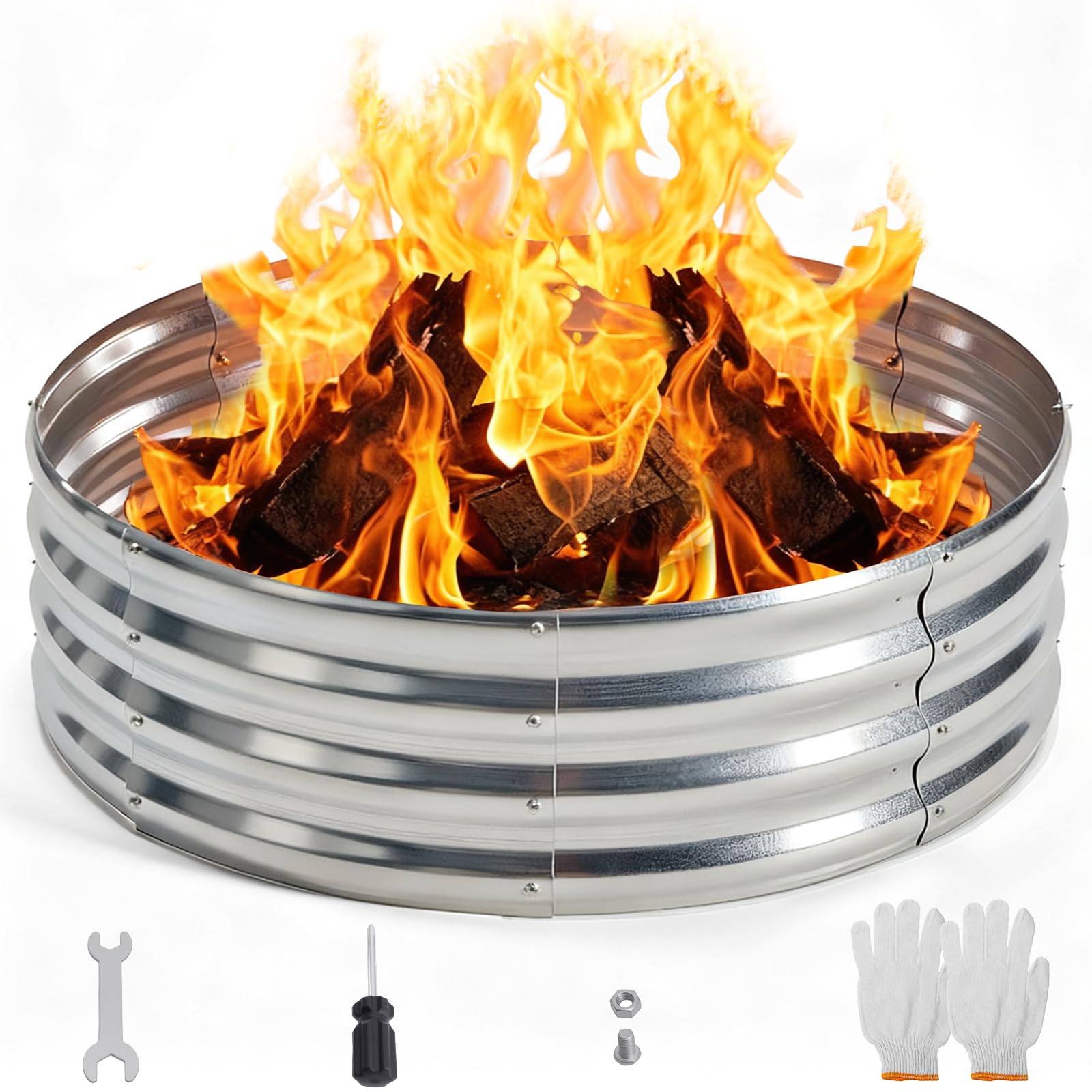 Round File Ring Snapklik.com : 4FT Round Fire Ring Pit, Outdoor Camp Firepit, Heavy ...