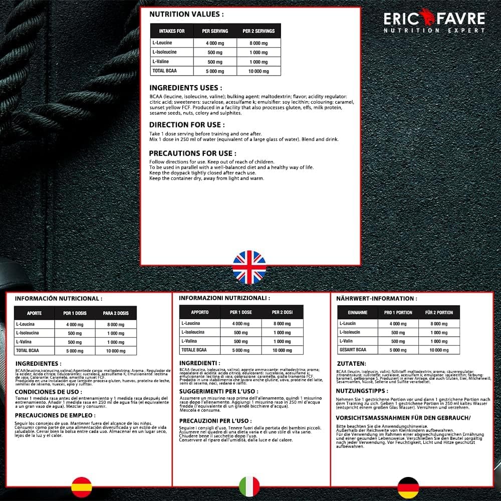 BCAA POUDRE 8.1.1 Zero - Acides Aminés Musculation Vegan - Votre Allié Pour Des Entrainements Efficaces - Performance Accentuée - 500 Gr - Laboratoire Français Eric Favre (Citron/Citron vert)