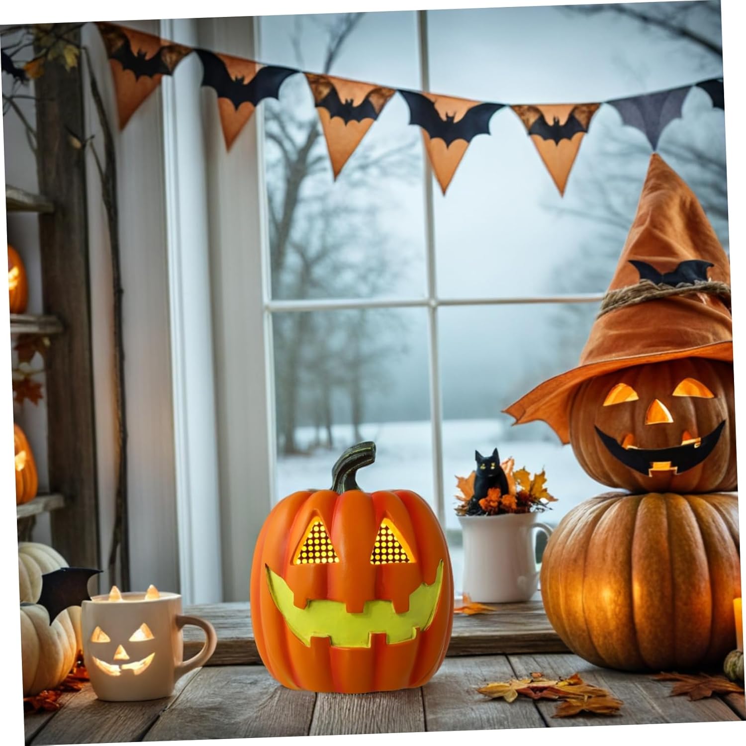 Halloween Pumpkin Lamp: Plastic Battery Operated Halloween Pumpkin Light - LED Night Lamp for Festival Party Home Decoration