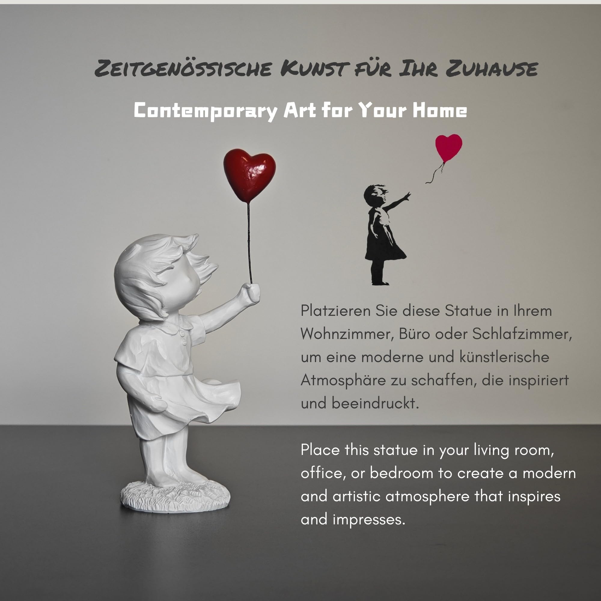 Banksy Graffiti ispirati – Bambina con Statua Palloncino, 21 cm, realizzata in resina di alta qualità