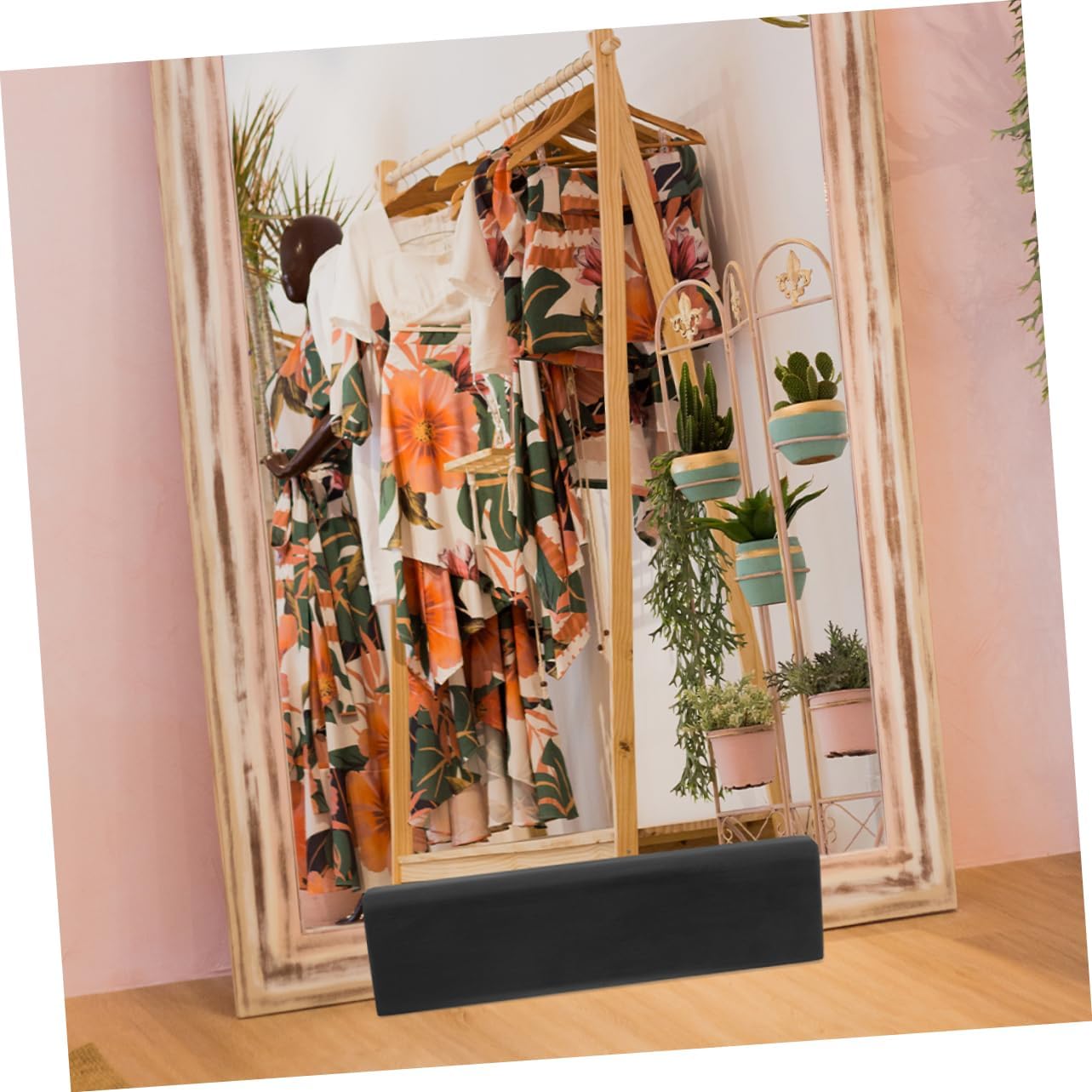 Wooden Full Mirror Stand with Anti-Slip Support Modern Art Display Holder for Bedroom and Living Durable and Stylish Wooden Base for Artwork and Mirrors