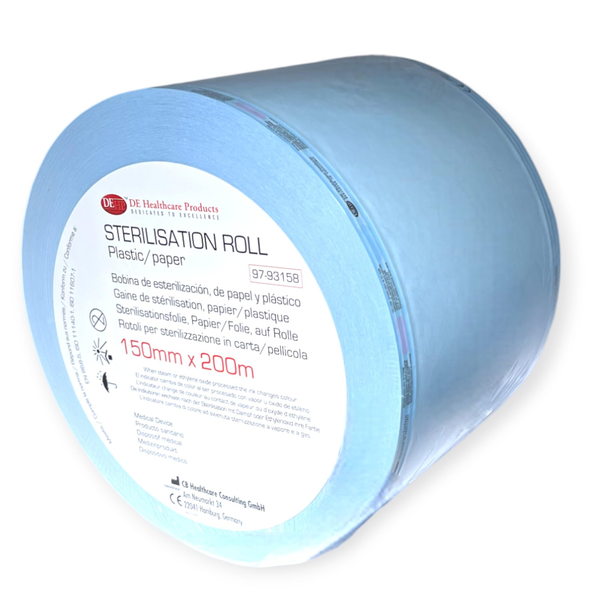 Sterilisationsfolie mit Indikator für Autoklaven 200m x 150mm, reißfest, latexfrei