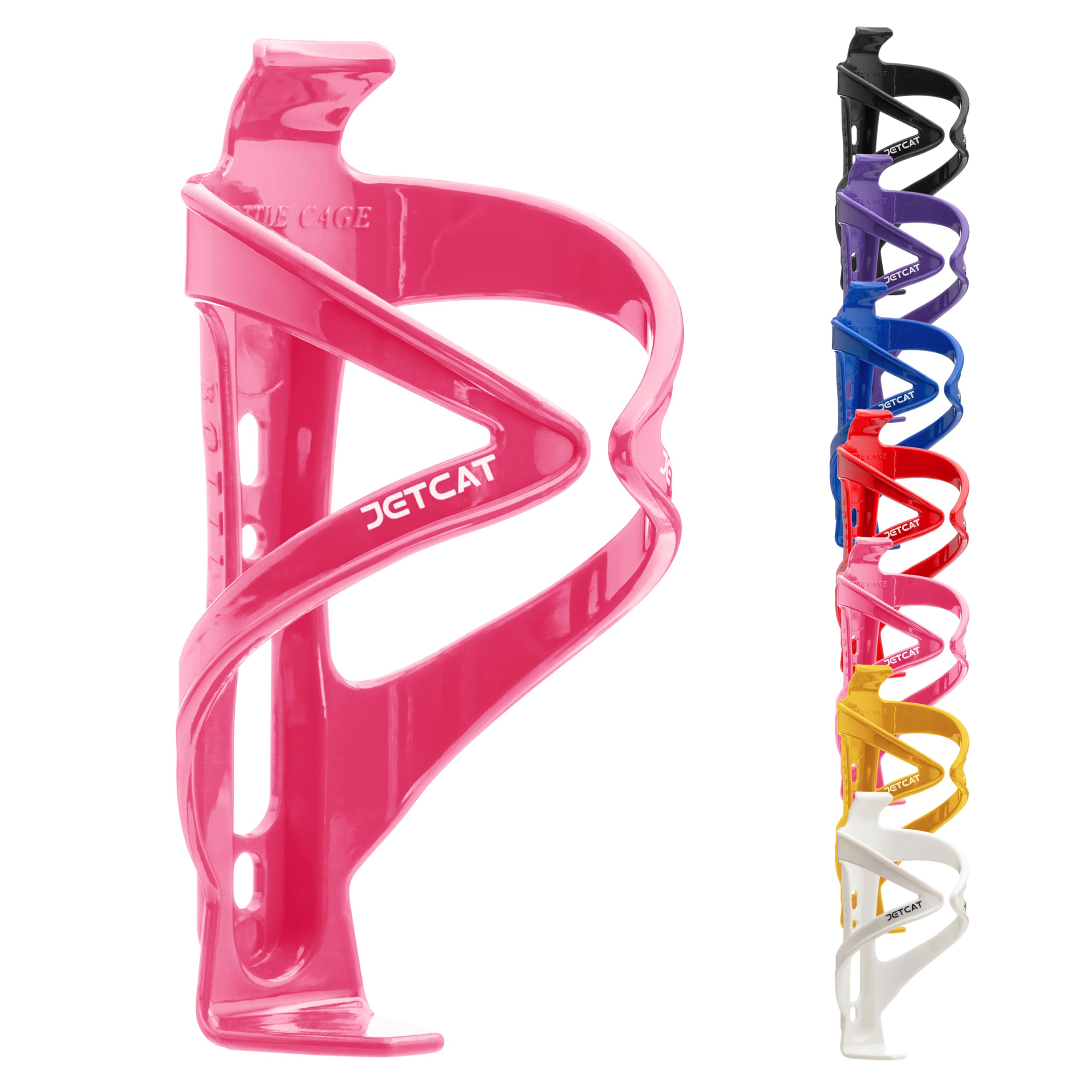 JETCAT Bike Water Bottle Holder – Bike Cup Holder & Bike Water Bottle Cage for Bicycle, MTB, Mountain, Gravel, Road, eBike | Adult/Kids, Carbon Fiber Biking Accessories Pink