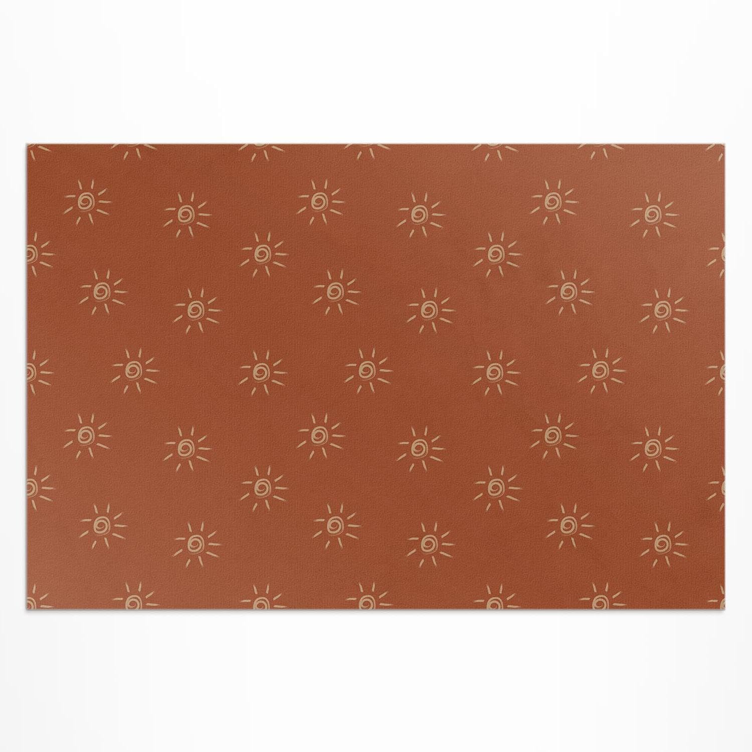 Tapis de sol vinyle balcon terrasse jardin extérieur étanche PVC 80x120 cm motif soleil