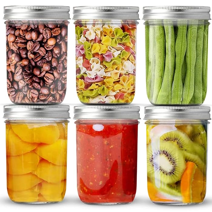 Buy Wide Mouth Mason Jars 16 oz,Canning Jars with Silver Metal Airtight