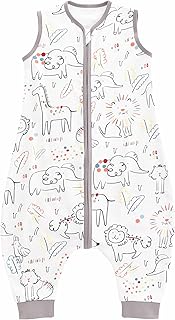 Chilsuessy Baby Schlafsack Sommer mit Füßen 0.5 Tog 100% Baumwolle Kinder Sommerschlafsack für Jungen und Mädchen, Glück Tiere, 70cm/Baby Höhe 80-90cm