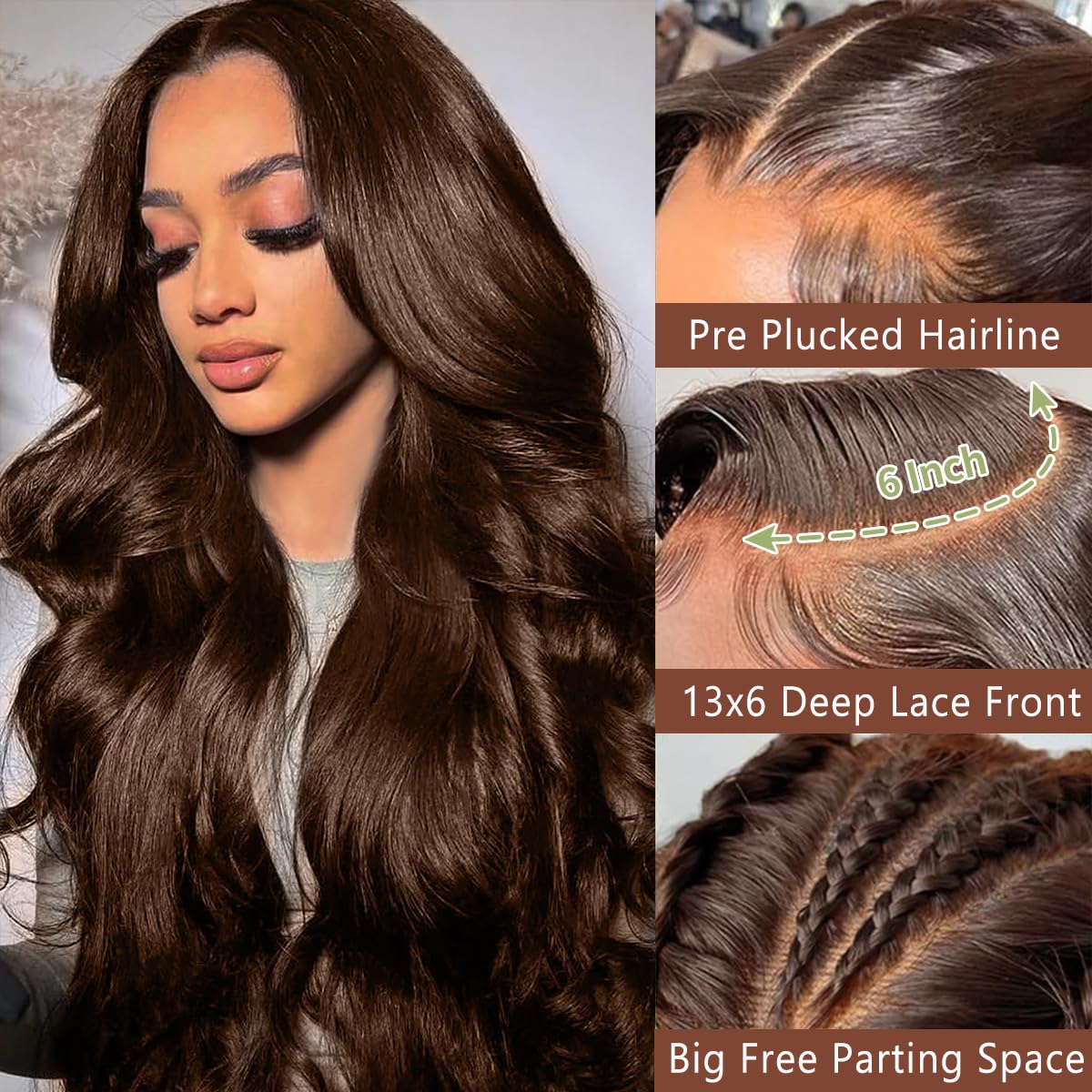 Amazon.com : GOLFMAX Chocolate Brown Lace Front Wig 13X6 Lace