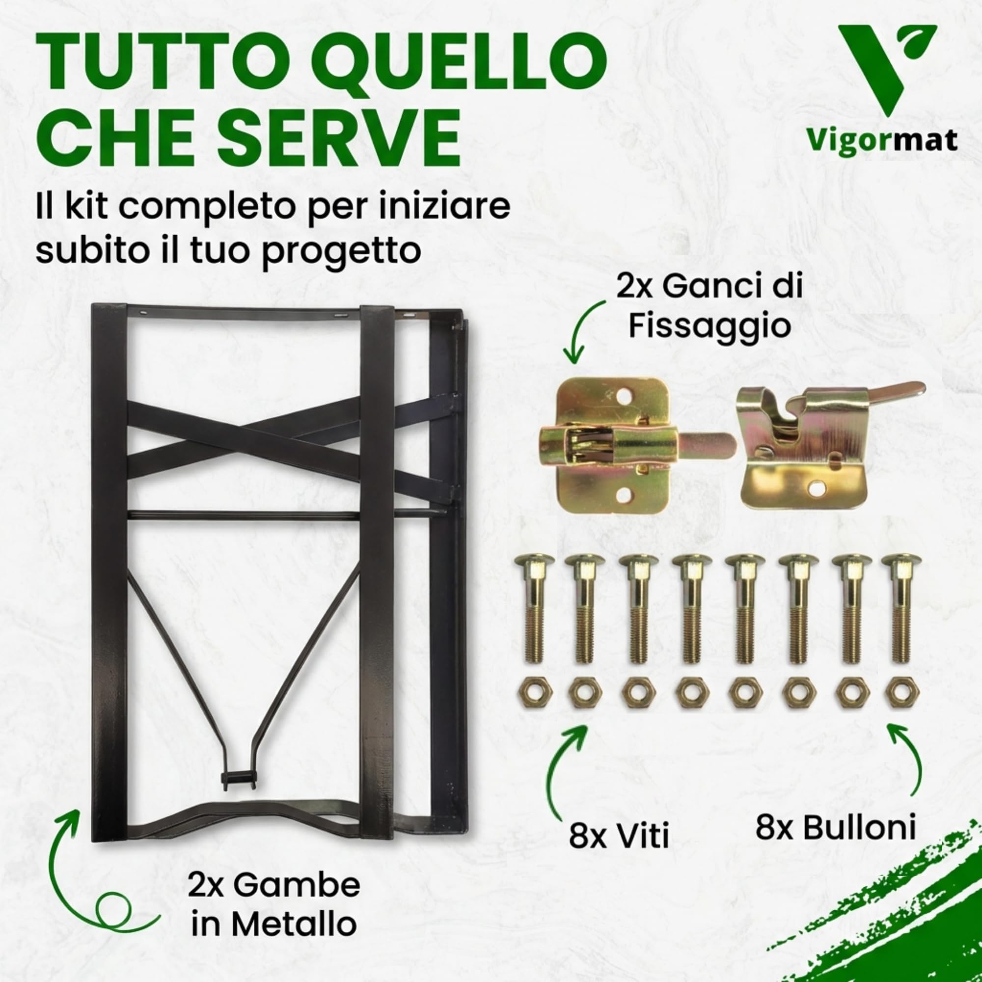 Set 2 Gambe per Panche Pieghevoli in Metallo 43x23 cm, Struttura in Ferro con Kit Fissaggio Incluso - Gambe Panca Birreria da Esterno per Giardino, Terrazza, Sagre (2 Gambe + kit - Nero)