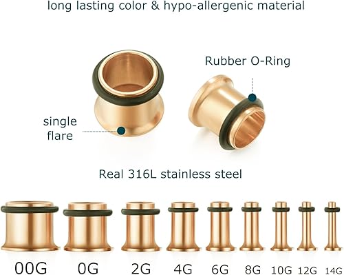 Miniatura 8 de vcmart 14G-00G - Kit de estiramiento de 36 manómetros para oídos tapones cónicos ojales acero de grado implante Metal Acero inoxidable