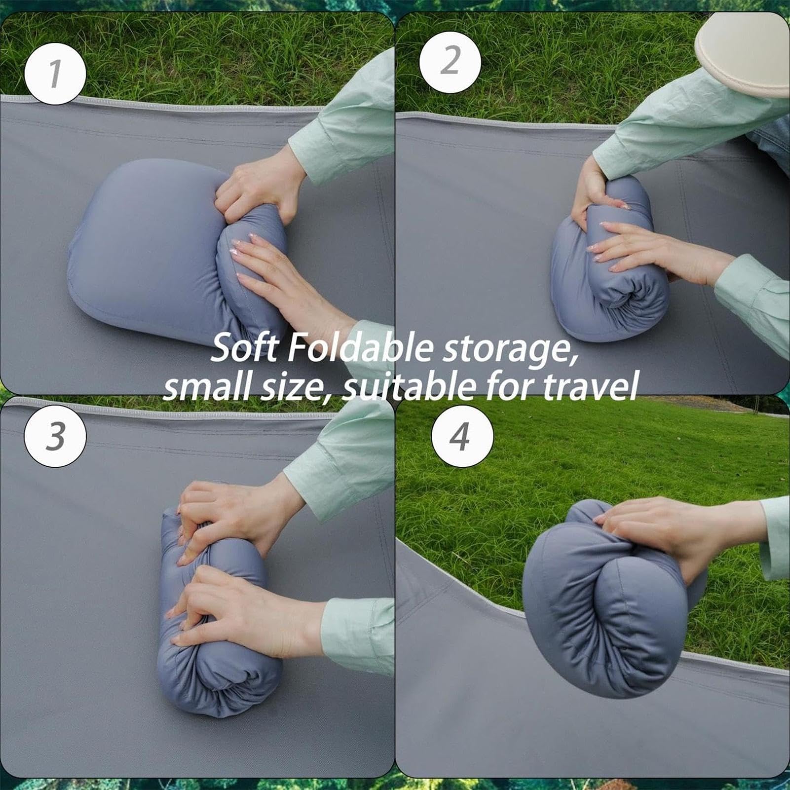 Cuscino sportivo da viaggio, portatile e comprimibile da campeggio, comodo ed ergonomico, in memory foam, supporto ergonomico per dormire, ideale per adulti e bambini, viaggi, escursioni, aereo