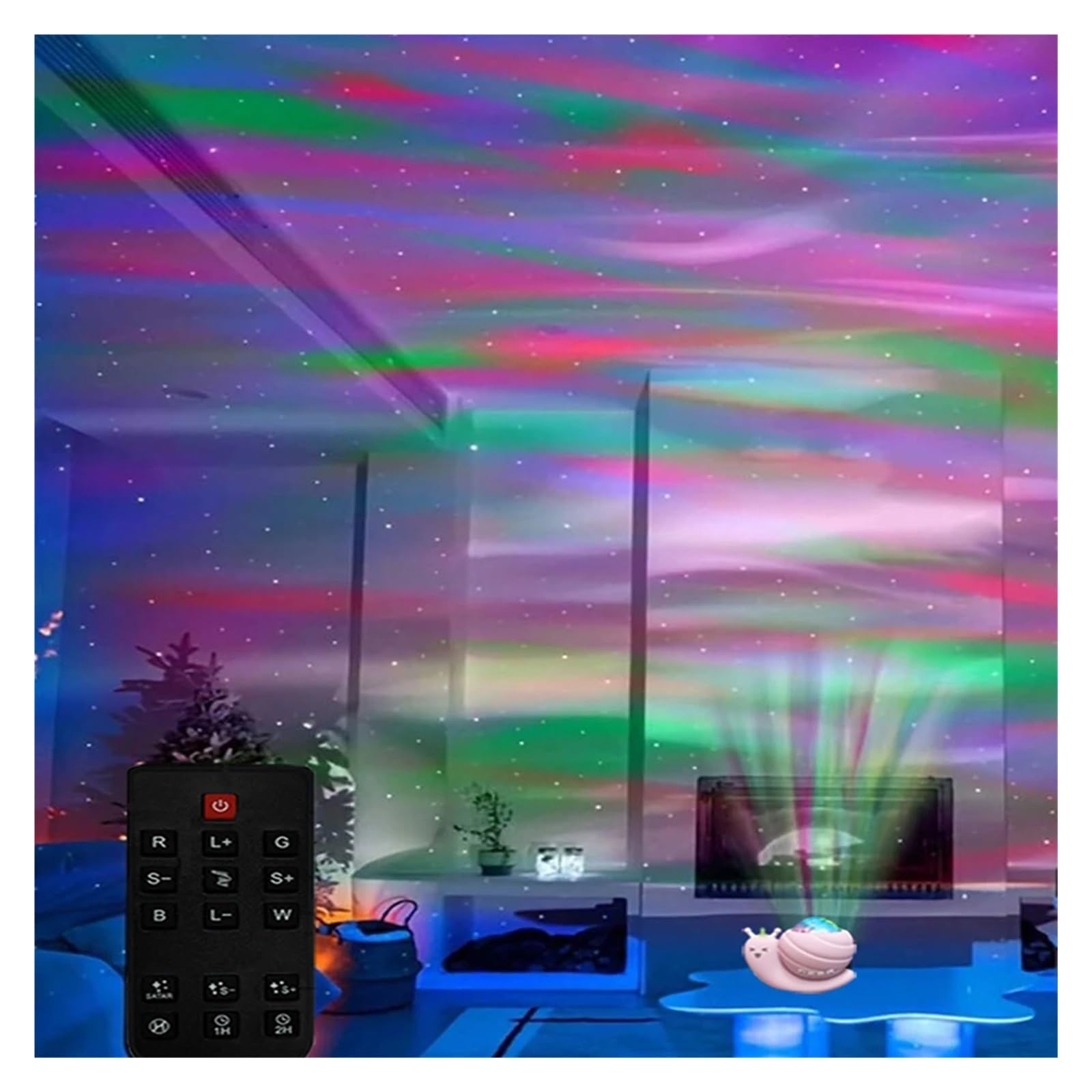 Pilot Zdalnego Sterowania LED Ślimak Projektor Nocna Lampa Obrotowa Sypialnia Aurora Gwiaździste Niebo Światło Atmosfera Dekoracja Lampy Prezent ﻿ Przezroczysty Obrazowanie