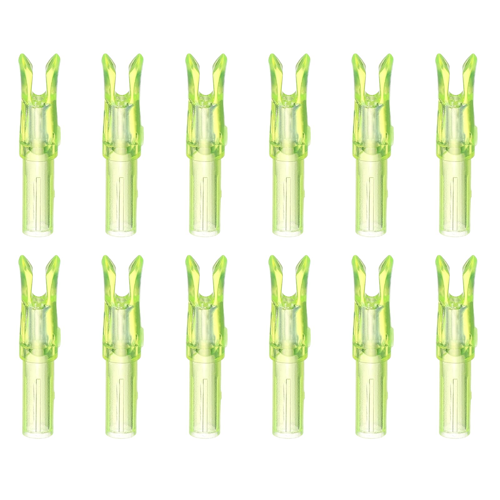 YELARXI Archery Arrow Nocks, Plastic Nocks Replacement Arrows Tail Accessory-Fitting For (DIY Hunting Shooting/Compound/Recurve Bow) 6.2MM/0.24" ID & 12 Pcs & Plastic & Transparent Yellow