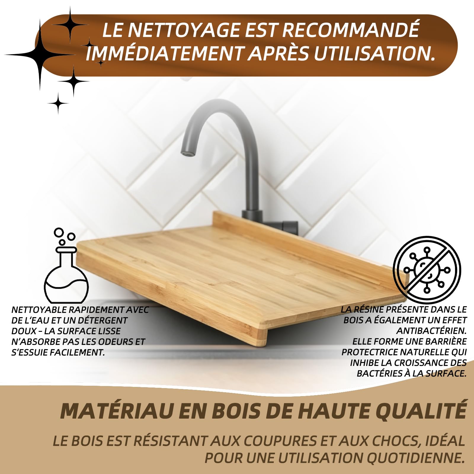 Planche à pâtisserie en bois 70x50 cm