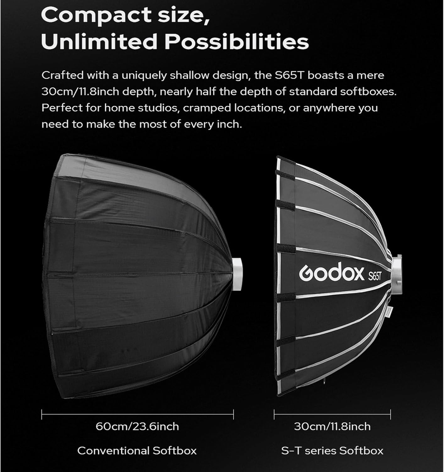 Godox S120T 47.2"/120cm Umbrella Softbox with Diffusers Quick Release, Standard Bowen Mount for Photography Studio Strobe Flash