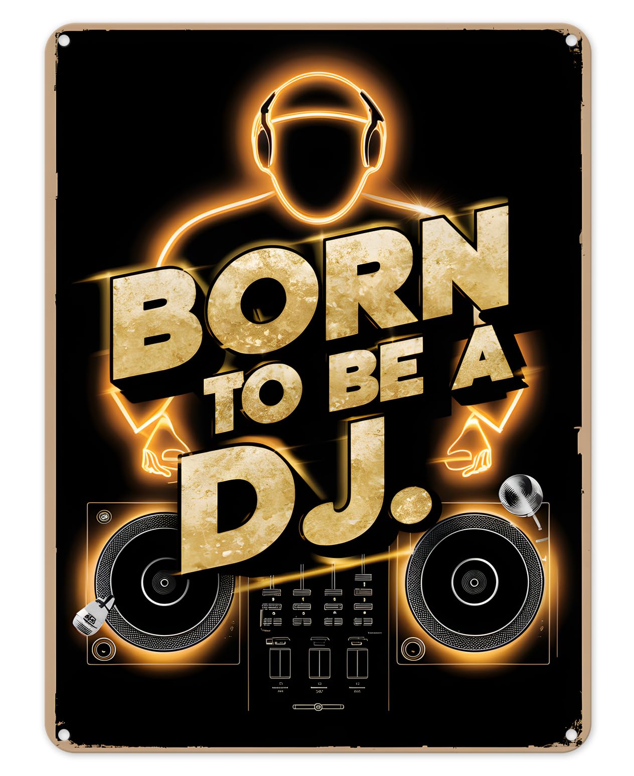 Shopagift Born to be a DJ Music Mix Metal Poster Wall Tin Sign Man Cave Shed Bar Bedroom Home Kitchen - A4