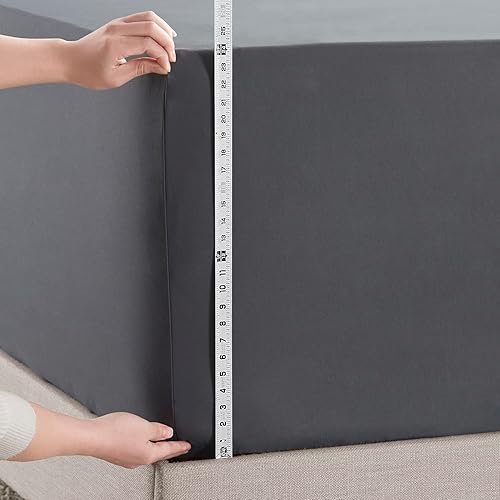 Miniatura 6 de Empyrean Bedding - Sábana bajera de bolsillo extraprofundo, ultrasuave, para colchones de hasta 24pulgadas, tamaño California King, color gris carbón