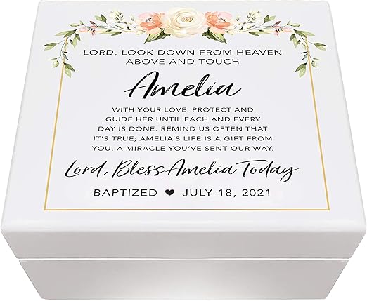 LifeSong Milestones Personalized Baptism Gifts for Girls Keepsake Jewelry Box Jewelry Storage For Goddaughter From Godmother Sister Friend Daughter (Bless Today)