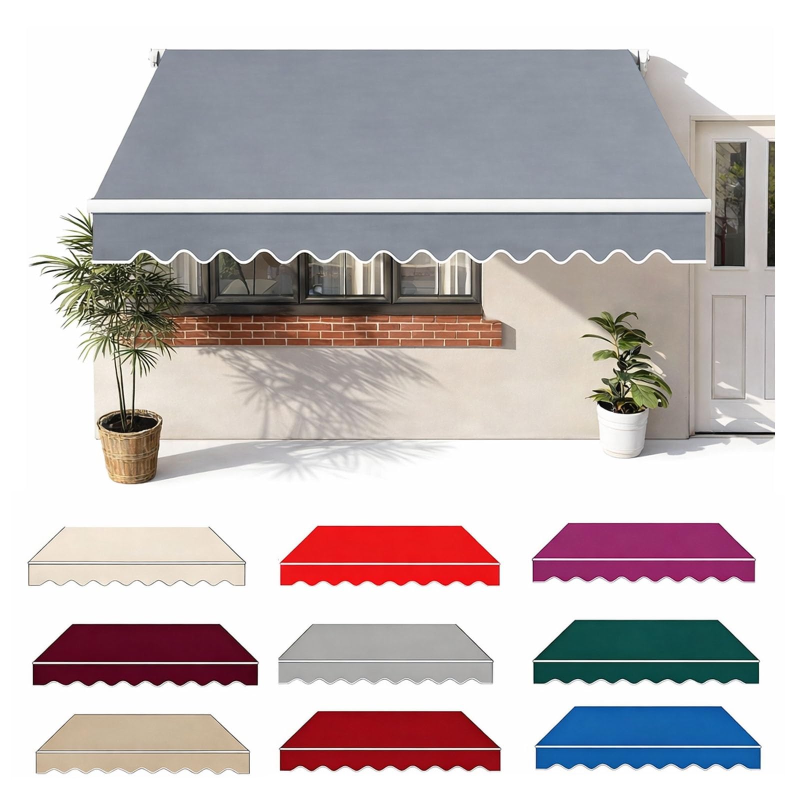 Tessuto di ricambio per tenda da sole con protezione UV ispessita, impermeabile, per tende manuali e motorizzate, a righe, materiale per tenda da giardino (senza staffa metallica)