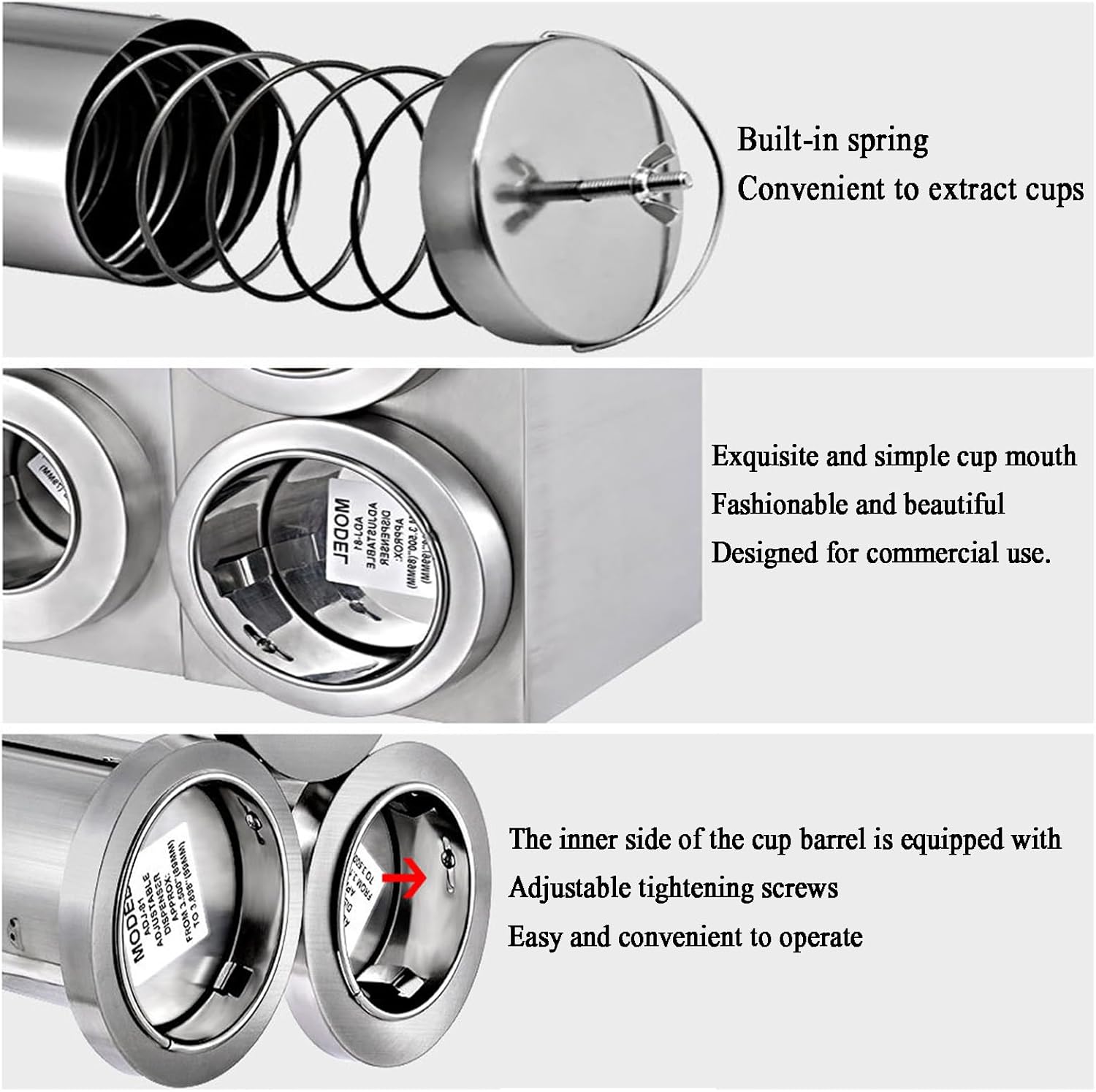 2/3/4 Holes Cup Dispenser, Stainless Steel Pull-Type Cup Dispenser, Built-in Spring, Adjustable Tightness, No Cup Jamming, for Diameter 8/9/10cm, for Bars, Restaurant