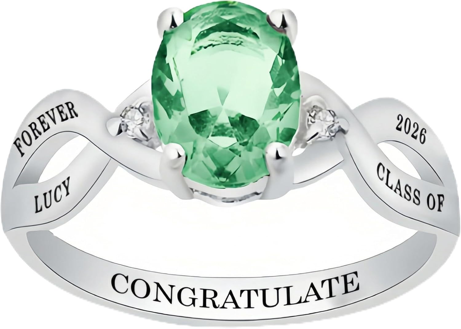 PROESS Custom Class Rings for Women 925 Sterling Silver Personalized Name Rings Birthstone Jewelry 2026 High School College Graduation Gifts for Her