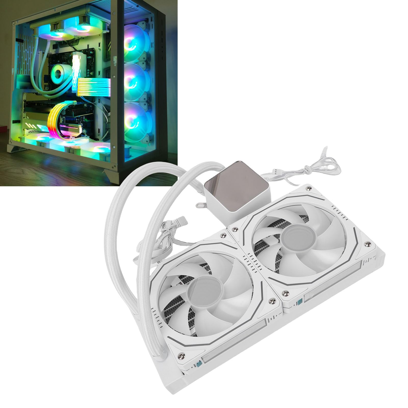 Dla Glacier 240 LCD Płynna Chłodnica Procesora Dla AM4/AM5, LGA1700/1851, 240mm AIO Refrigeracion Liquida System z 2.2-calowym Ekranem LCD (WHITE)