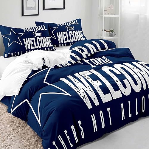 Miniatura 3 de LUVIVIHOME Juego de funda de edredón de fútbol de 3 piezas, ropa de cama tamaño King, ropa de cama deportiva, ropa de cama para adolescentes y