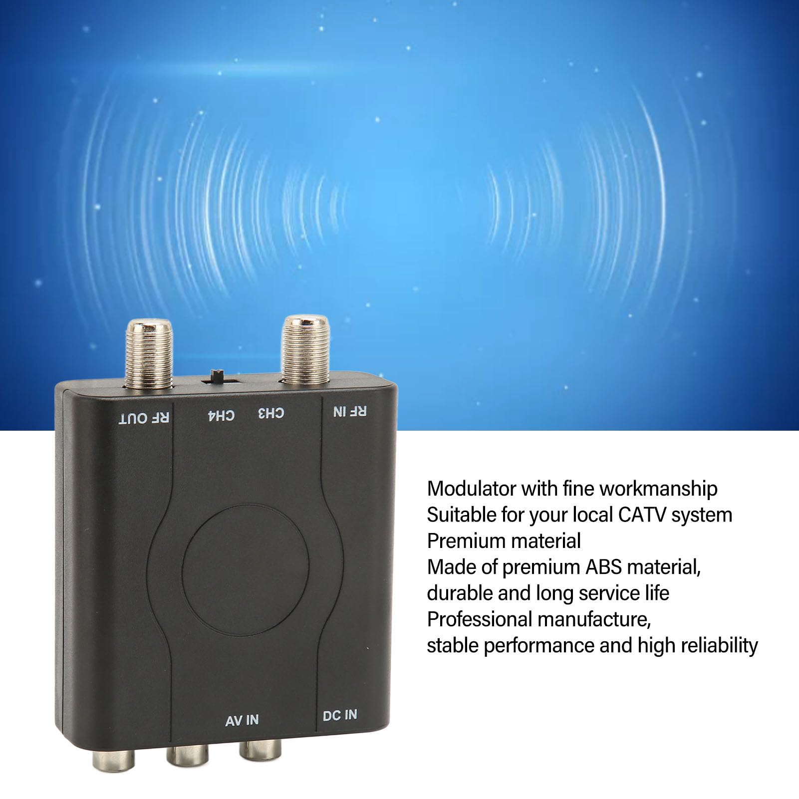RF Modulator, Digitaler zu RF Modulator Video Audio Konverter, Unterstützt NTSC Format, Professioneller HD VHF Demodulator Konverter mit Stromkabel, für CATV System
