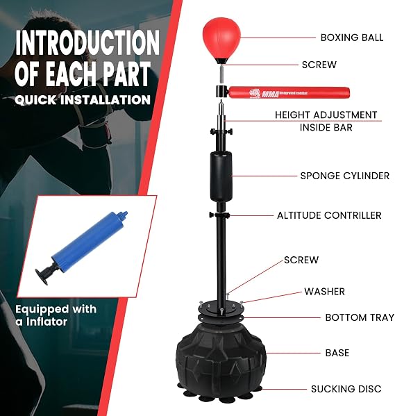 INNOLIFE Boxing Spinning Bar, Boxing Bar Punching Bag with Stand Quickly Respond for MMA Training, Stress Relief & Fitness