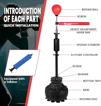 INNOLIFE Boxing Spinning Bar, Boxing Bar Punching Bag with Stand Quickly Respond for MMA Training, Stress Relief & Fitness