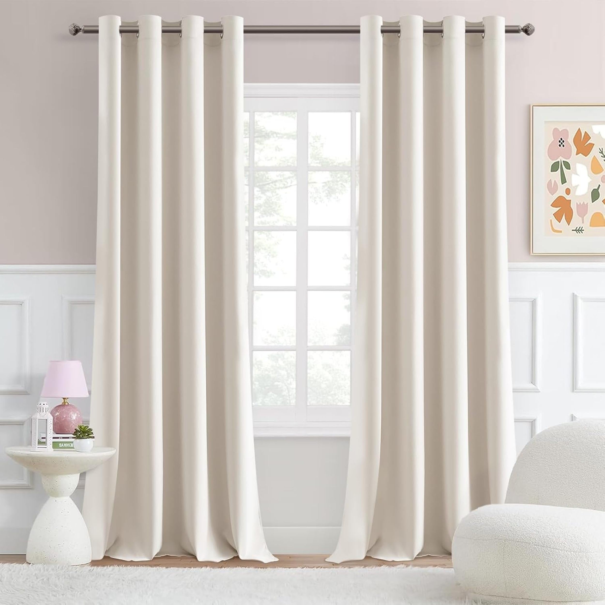 Galaxy Home Decor Premium Blackout Curtain for Window 4 Feet | Thermal Insulated Modern Window Curtain with Rings for Living Room & Bedroom | Pack of 2, Beige