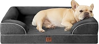 EHEYCIGA Orthopädisches Hundebett Kleine Hunde, 76x51cm, Memory Foam Hundekorb Mittelgroße Hunde, Waschbar Hundesofa Wasserdicht rutschfest, Hundecouch mit Hohem Rand, Dunkelgrau product image
