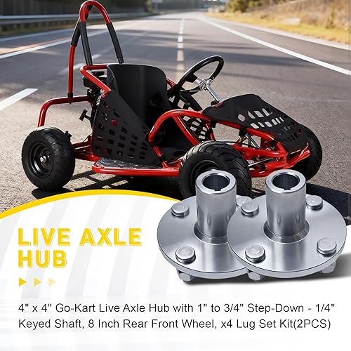 Miniatura 12 de Go Kart - Buje de eje vivo de 4 x 4 pulgadas para eje de 1 pulgada, con escalón de 1 a 3/4 pulgadas