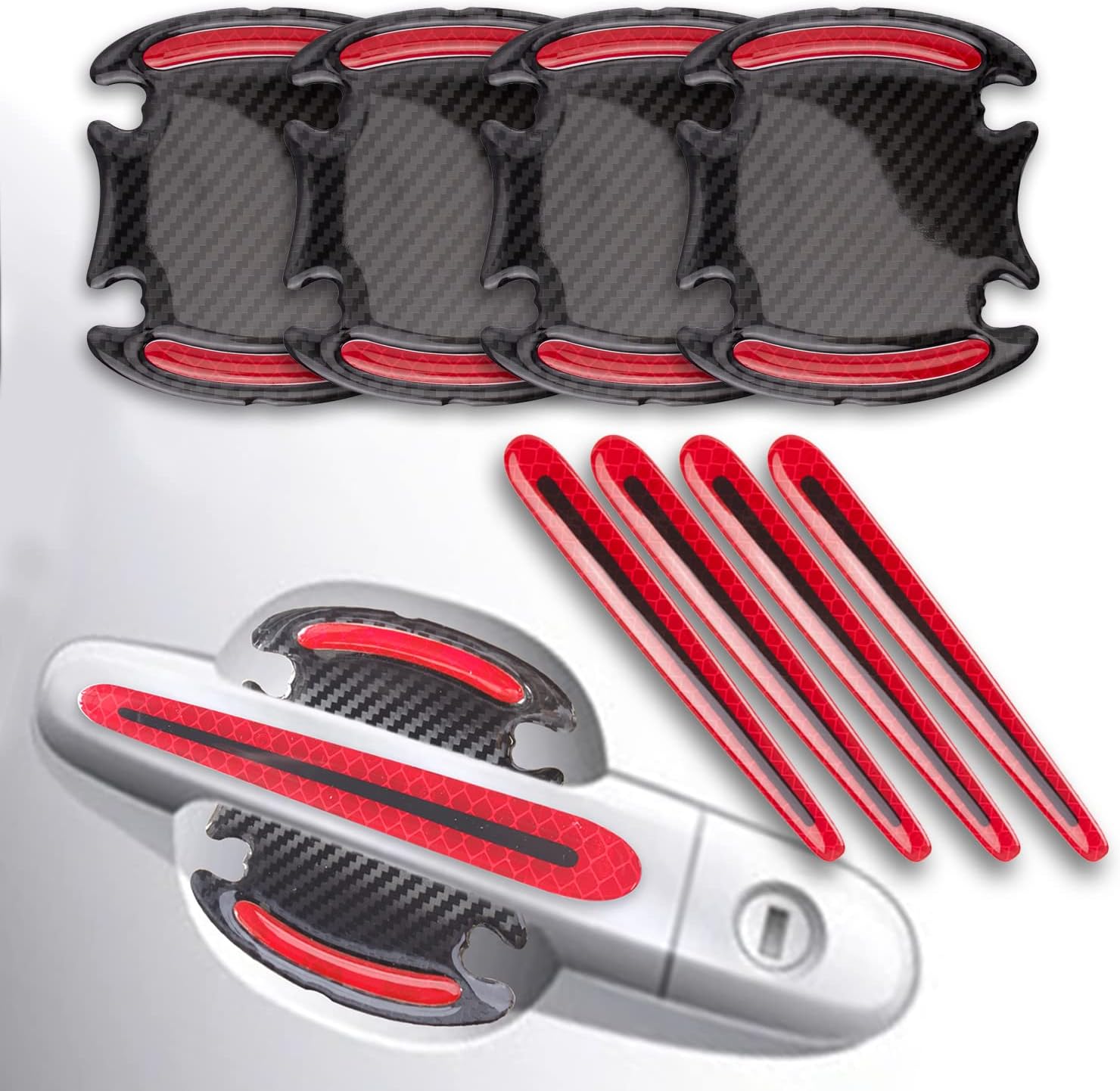 Car Door Handle Protector Handle Cup Protector Stickers and Decals for Cars Scratch Protector Exterior Car Accessories Red