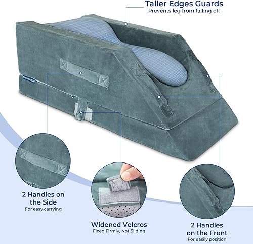 Miniatura 8 de KingPavonini Almohadas de elevación de piernas ajustables de 4 alturas para después de la cirugía con curva ergonómica, almohada de cuña de espuma