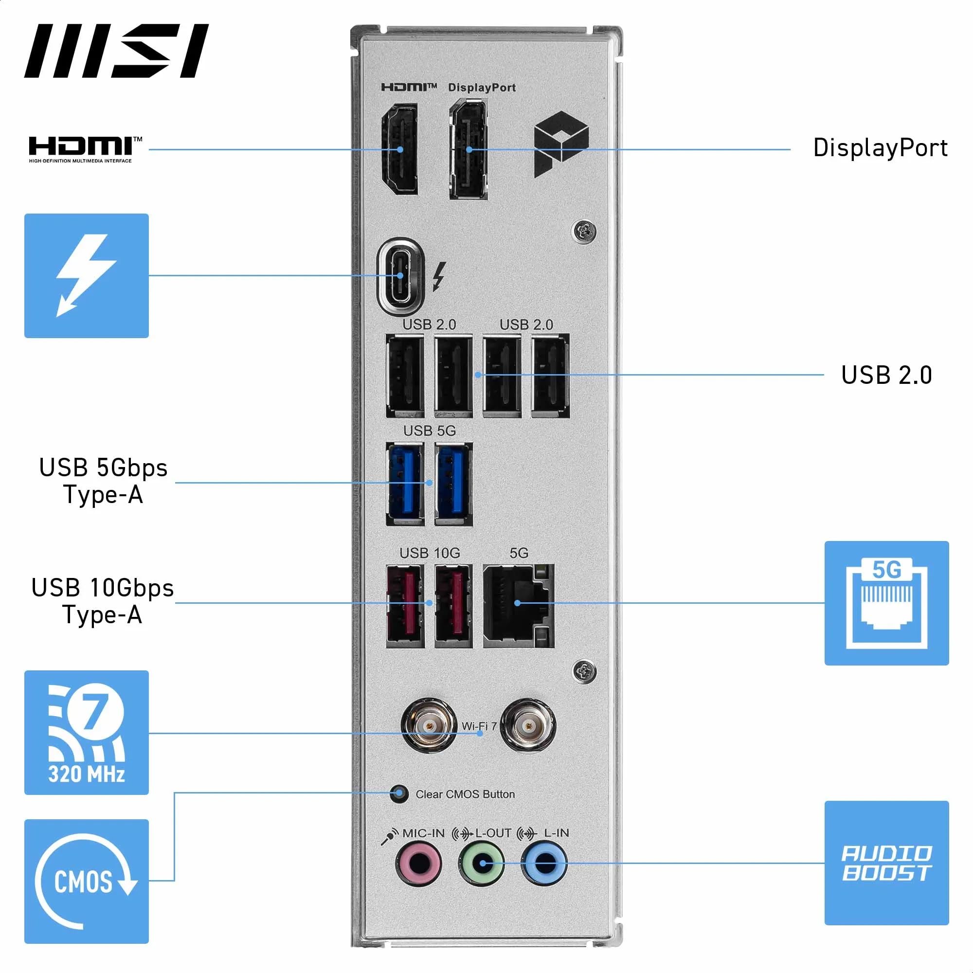 MSI PRO B860-P WIFI płyta główna, ATX - obsługuje procesory Intel Core Ultra (seria 2), LGA 1851-12 DRPS, DDR5 Memory Boost (8600+ MT/s OC), PCIe 5.0 x16 i 4.0 x16, M.2 Gen 5, Wi-Fi 7, 5G LAN