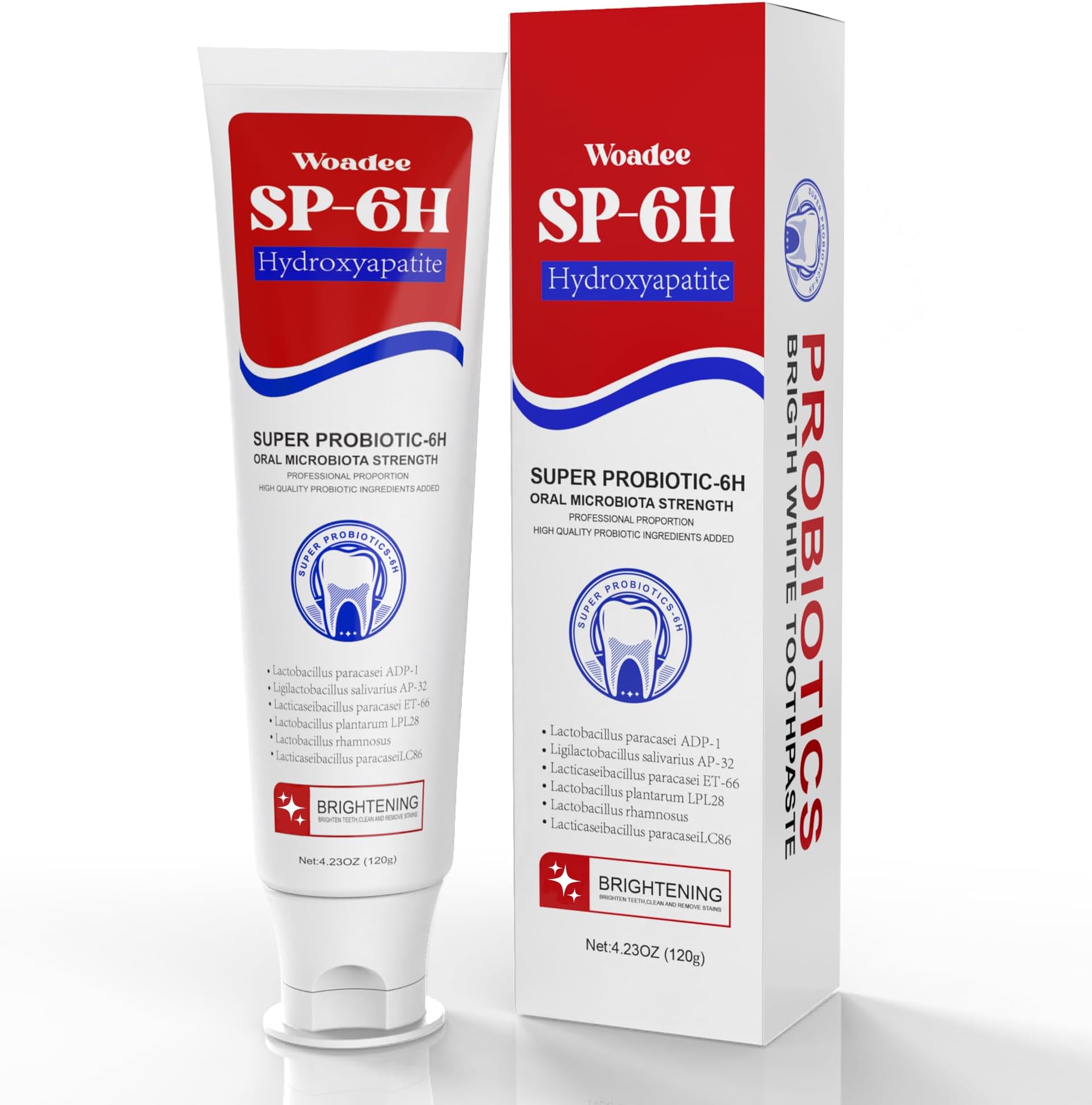 Woadee SP-6 Hydroxyapatite Toothpaste, SP-6 Probiotic Whitening Toothpaste,6 Probiotics+Hydroxyapatite Formula for Teeth Whitening, Strengthening and Enamel Protection，Mint Flavor, Fresh Breath (1)