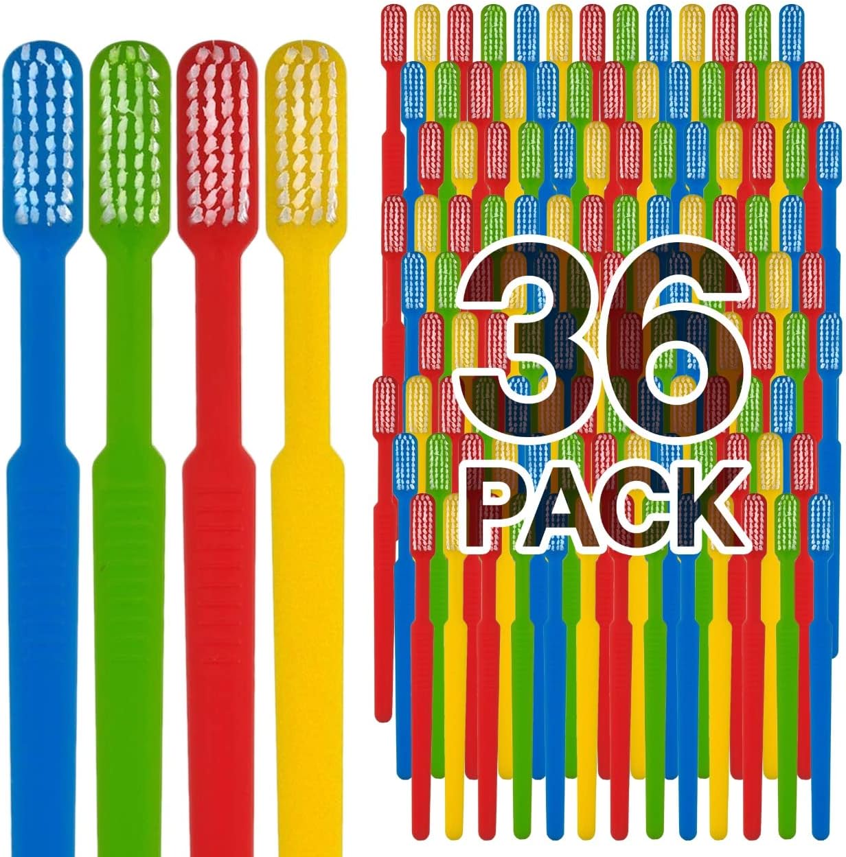 36 Prepasted Disposable Toothbrushes | Pre-Pasted Soft Bristle Tooth Brush Set for Dental Care & Oral Hygiene | Individually Wrapped Toothbrush Pack Airbnb Gifts | No Water Needed (36 Pack)