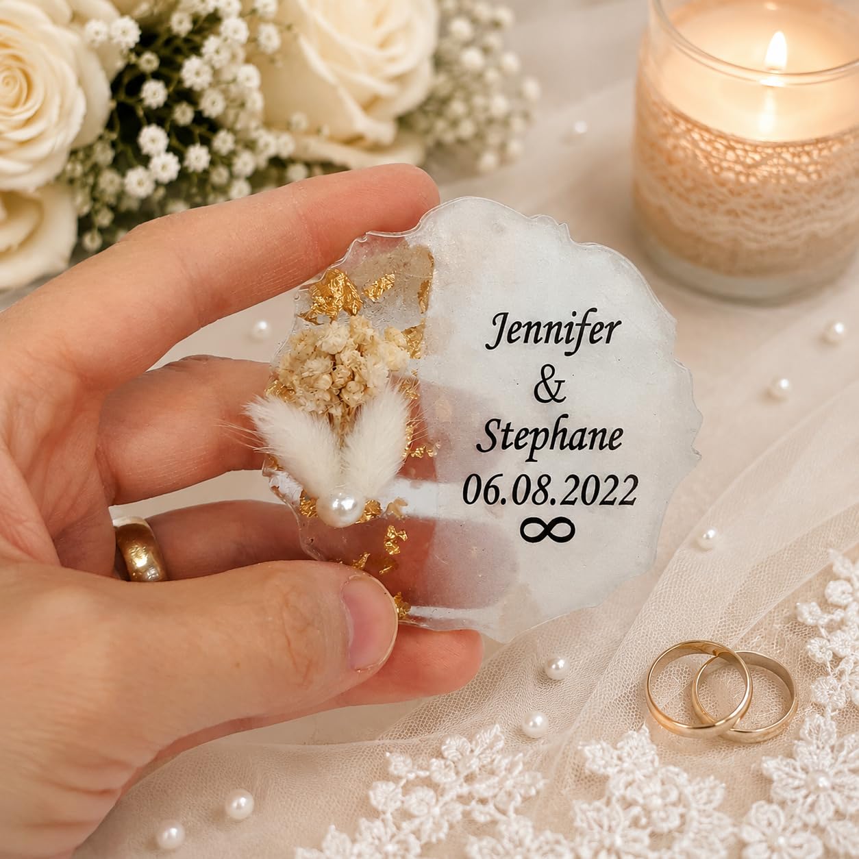 Regalo de fiesta de boda para invitados, imán epoxi para regalos de despedida de soltera, imán de nevera para baby shower, elegante recuerdo de regreso (juego de 20)