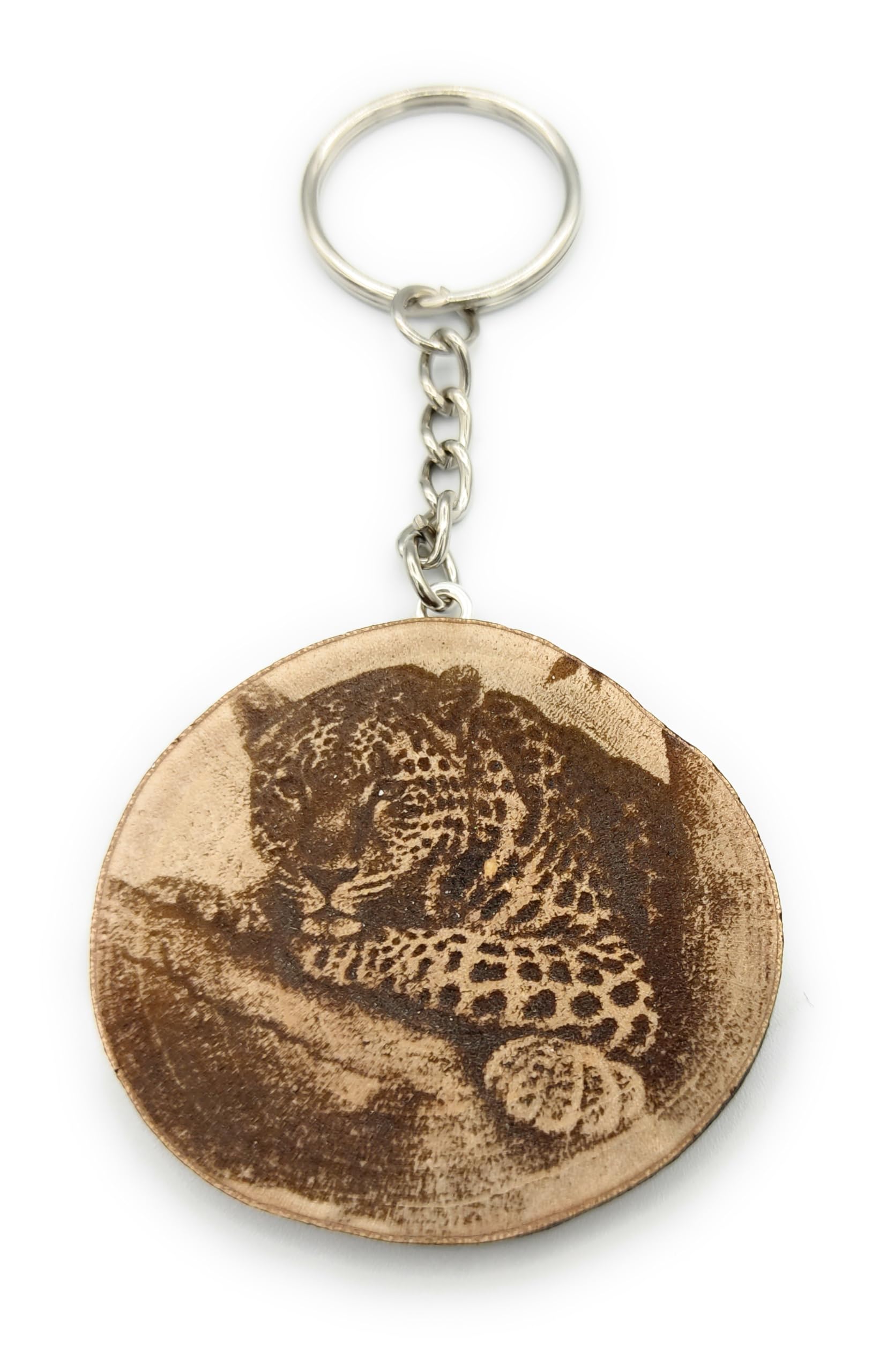 Porte-clés En Bois Gravé Au Laser - Motif Komodowaran (Dragon De Komodo), Design Nature Et Reptiles - 5