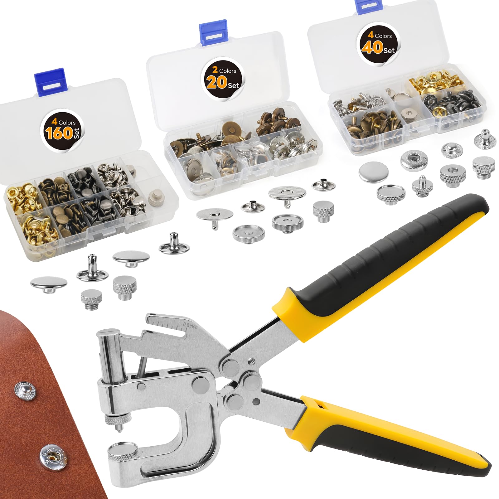 Photo 1 of BISUOSHI Snap Button Pliers Tool Kit with Rivets and Magnetic Snaps