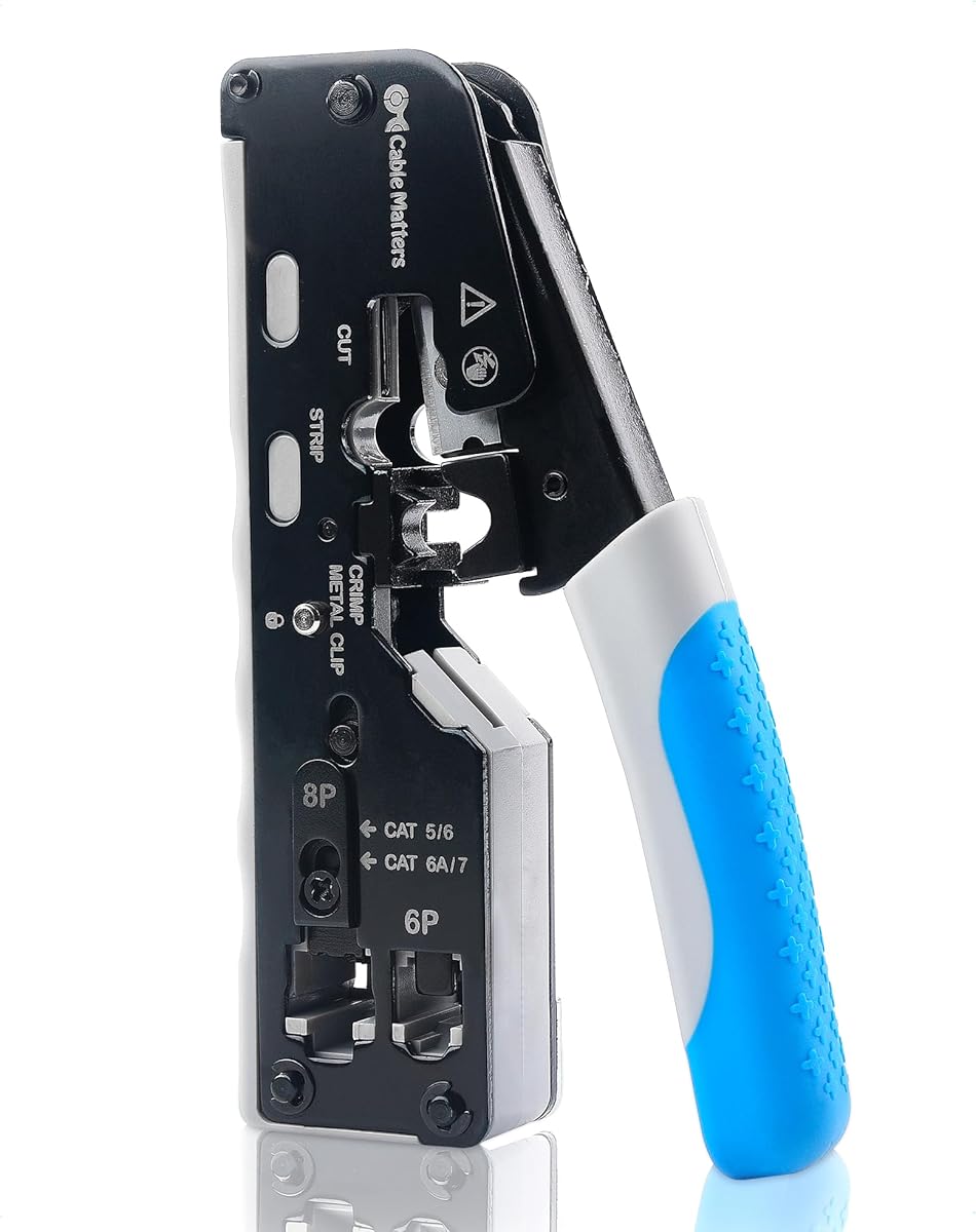 Cable Matters All-In-One Modular Ethernet Crimping Tool Cat 8 (Cat5 Cat6 Cat7 Cat8 Crimping Tool) for Shielded Pass-Through Connectors
