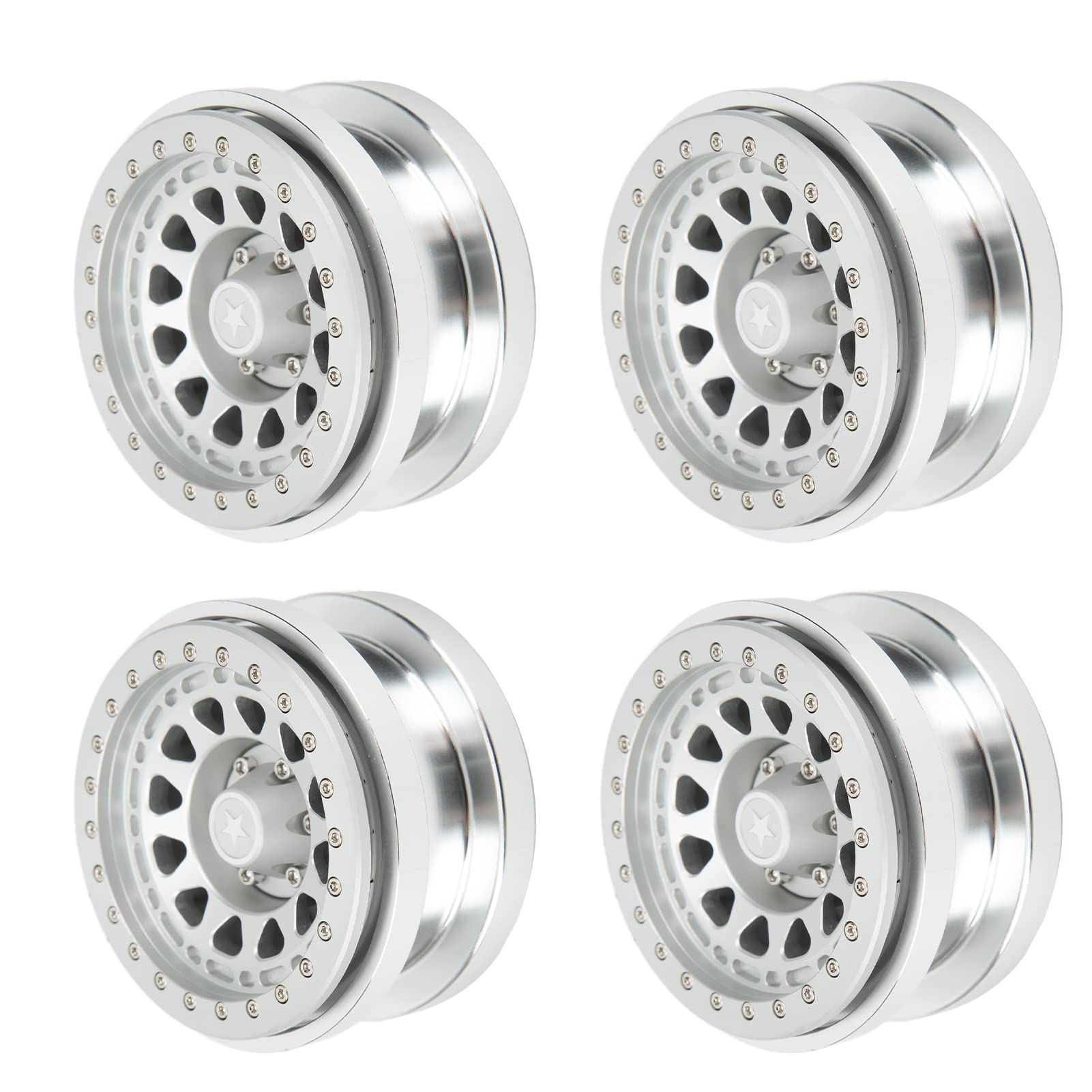 Alomejor 2,9 -calowa Piaste Koła w Trwałym Stopie Aluminium dla Axail SCX6 1/6 RC, RC z Samochodem Opornym na Samochód z stabilnością i wydajnością (SILVER)
