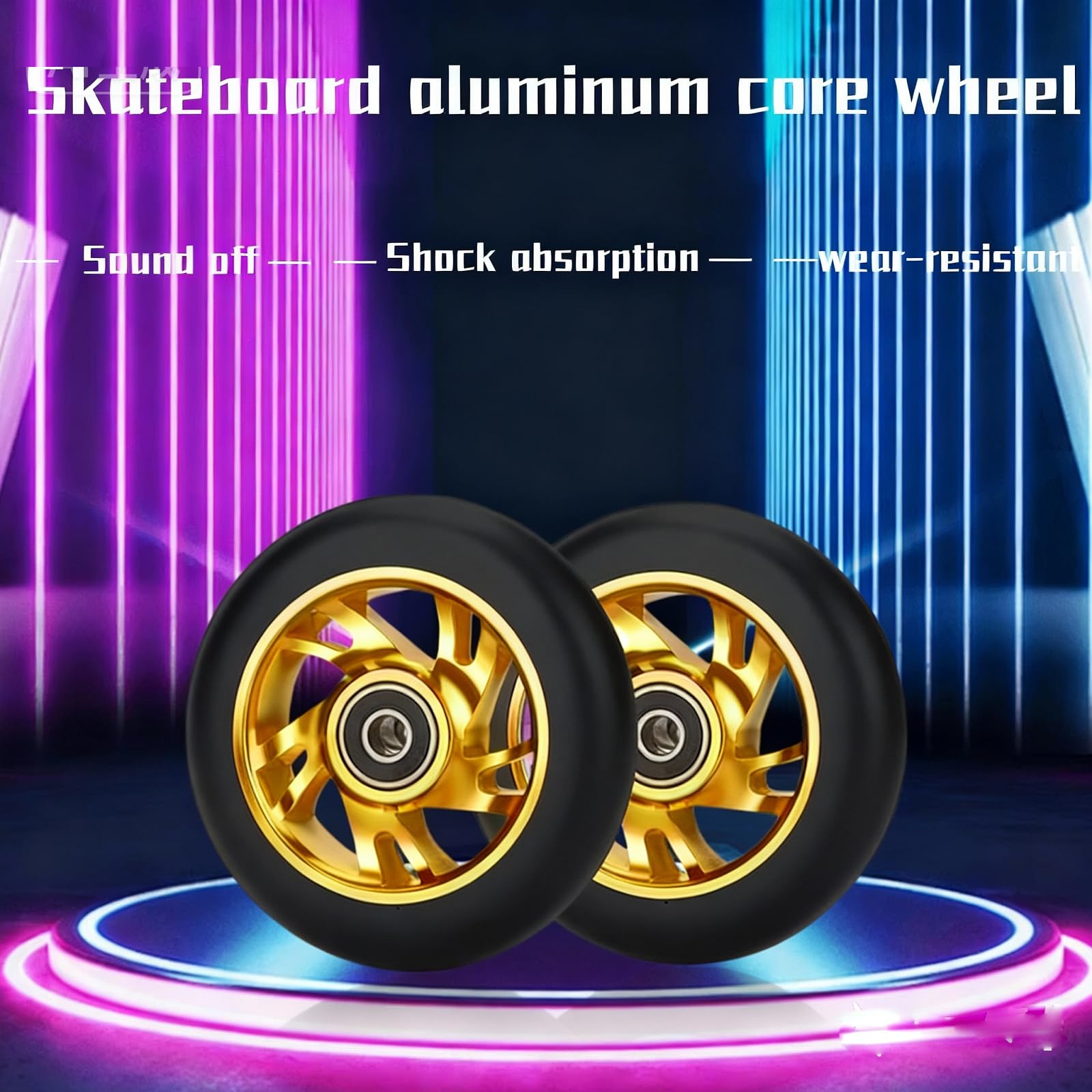 Kółka Pro Stunt Scooter 100 mm z łożyskami ABEC 9, kompatybilne z 2 kołami do skuterów, kompatybilne z Razor/Apollo/Cox Swain i większością skuterów (złoty)