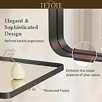 Vista 5 de TETOTE Espejo de marco negro de 16 x 24 pulgadas, espejo de tocador de baño para pared, moderno espejo rectangular de esquina redonda con marco