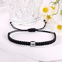Vista 69 de Initial Bracelets for Couples Women Men Initial Charm Handmade Rope Braided Letter Bracelet for Teens Adjustable Jewelry Father's Day Gifts for Him