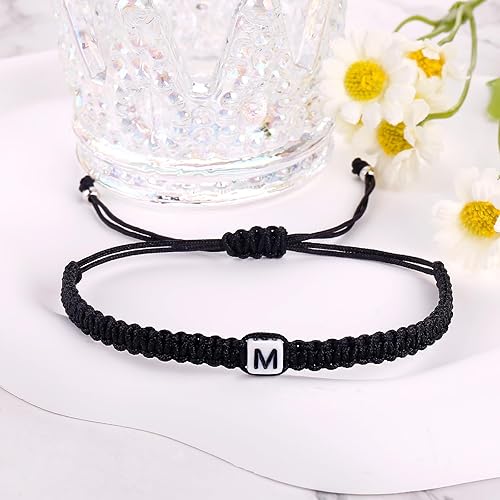 Miniatura 69 de Initial Bracelets for Couples Women Men Initial Charm Handmade Rope Braided Letter Bracelet for Teens Adjustable Jewelry Father's Day Gifts for Him